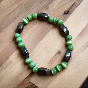 Green Tiger Eye Beaded Stretchy Bracelet
